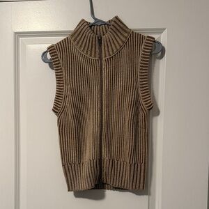 Bohme Tan Sleeveless Turtleneck Sweater Vest